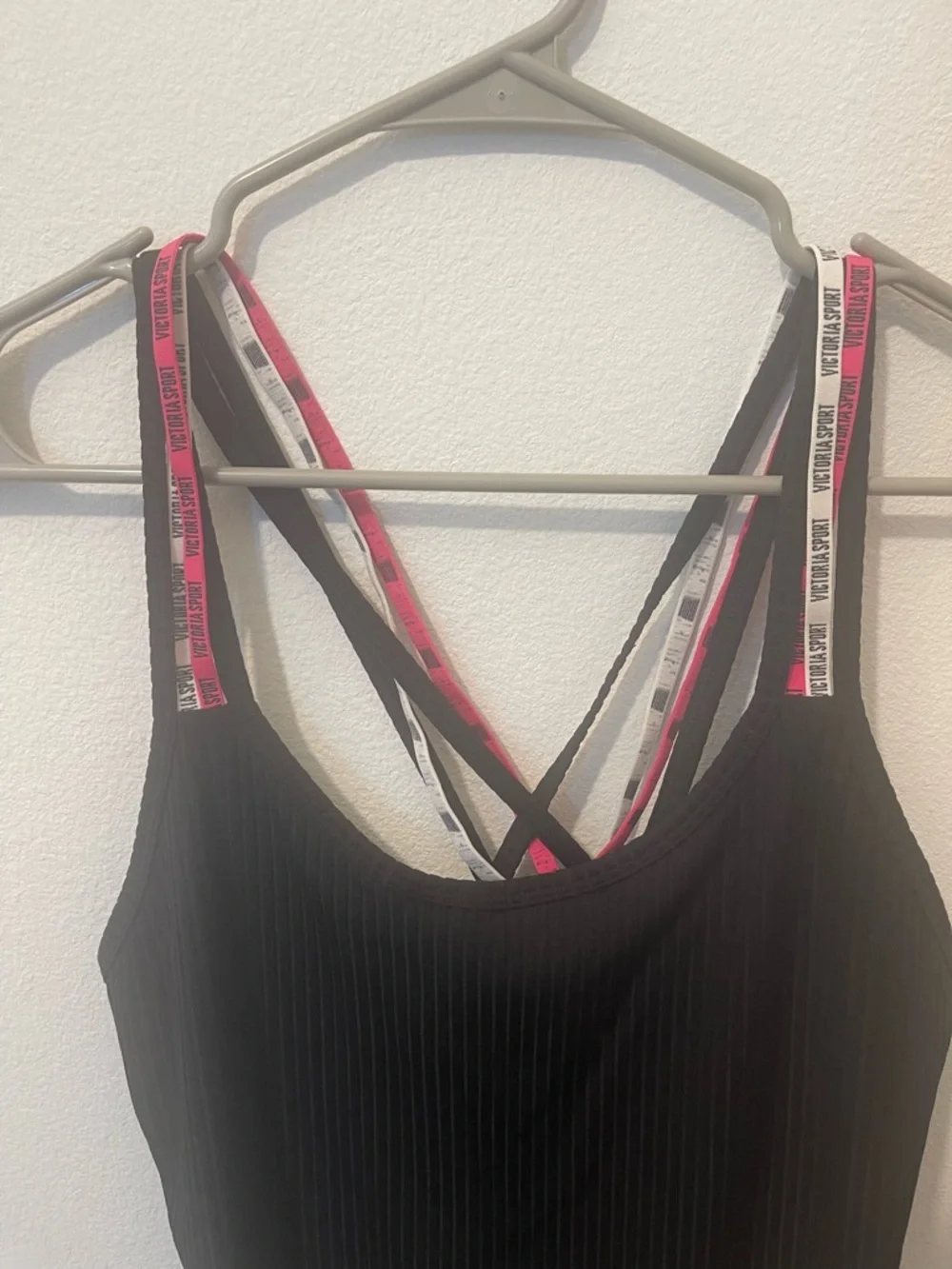 Victoria's Secret Black One-Piece Swimsuit with Pink-Trim Straps